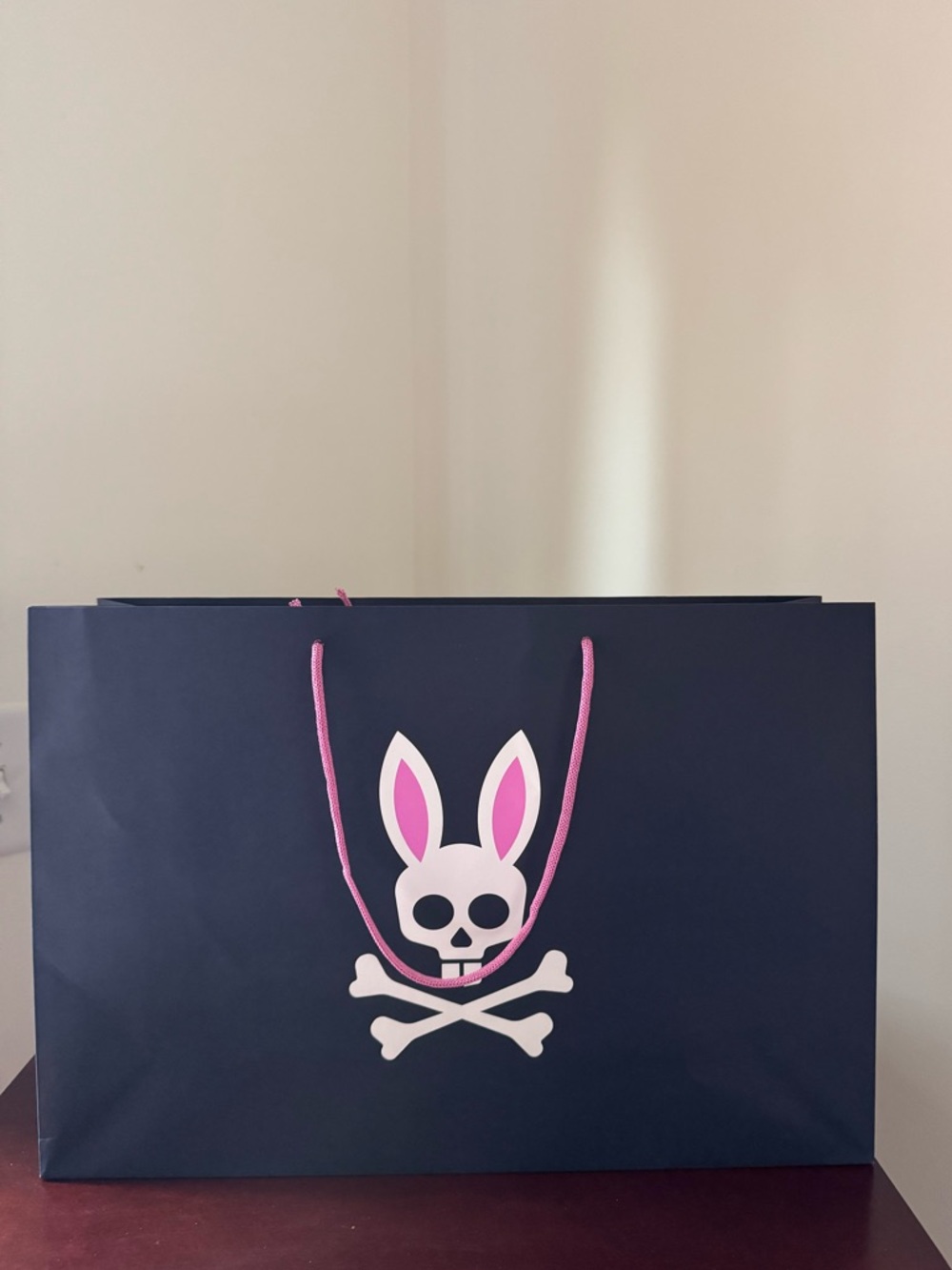 New Psycho Bunny Gift/Shopping Bag with Pink Bunny Skull Graphic
